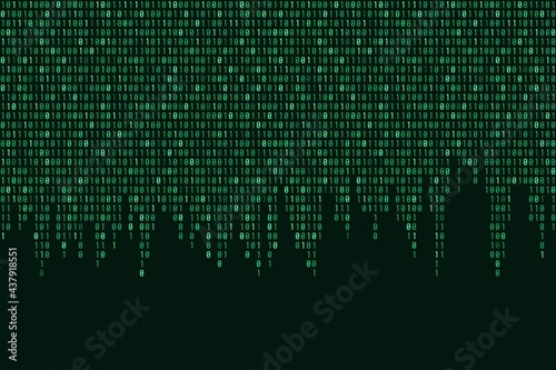 Binary code matrix background. Green digits binary texture.