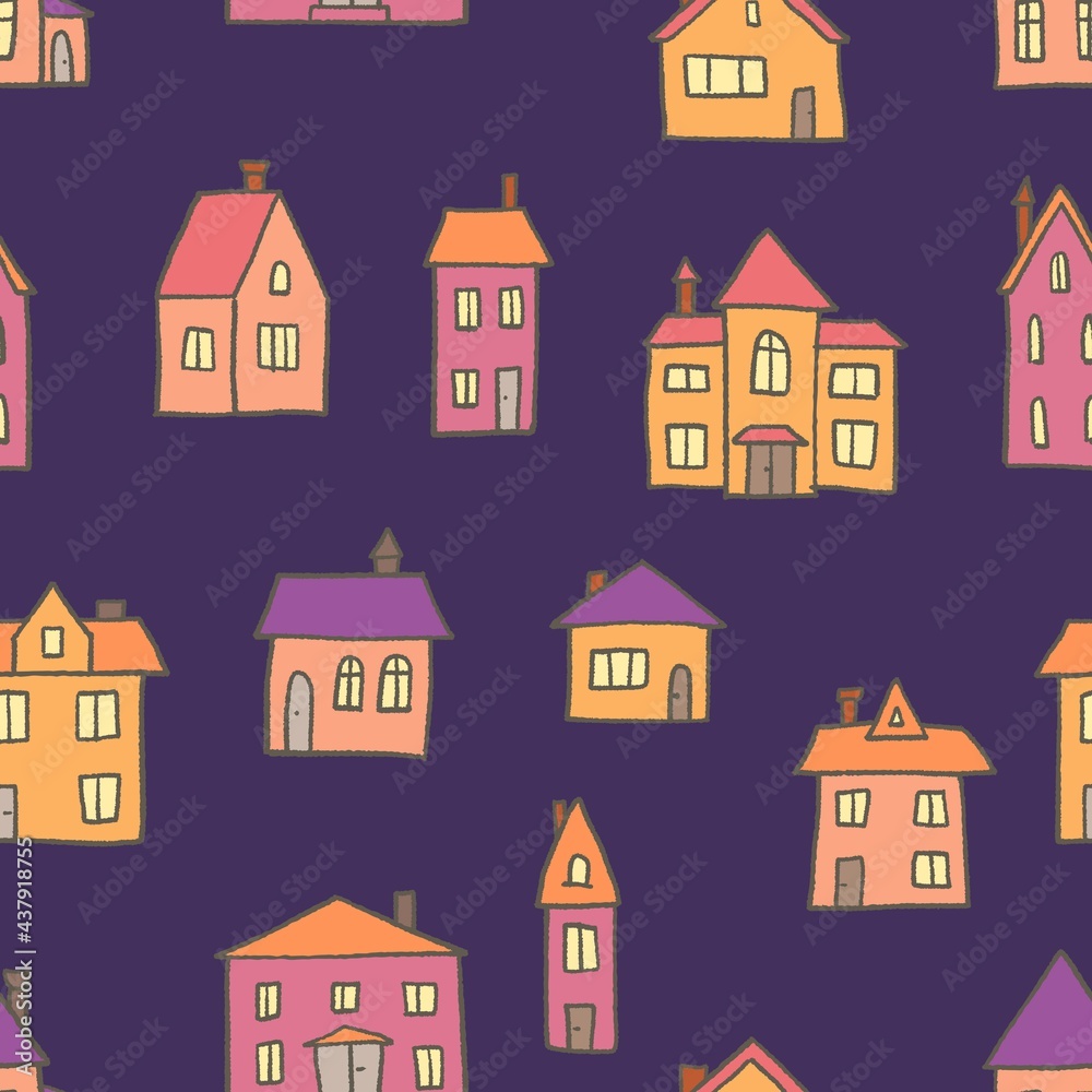 Fototapeta premium Cute town pattern - vector background