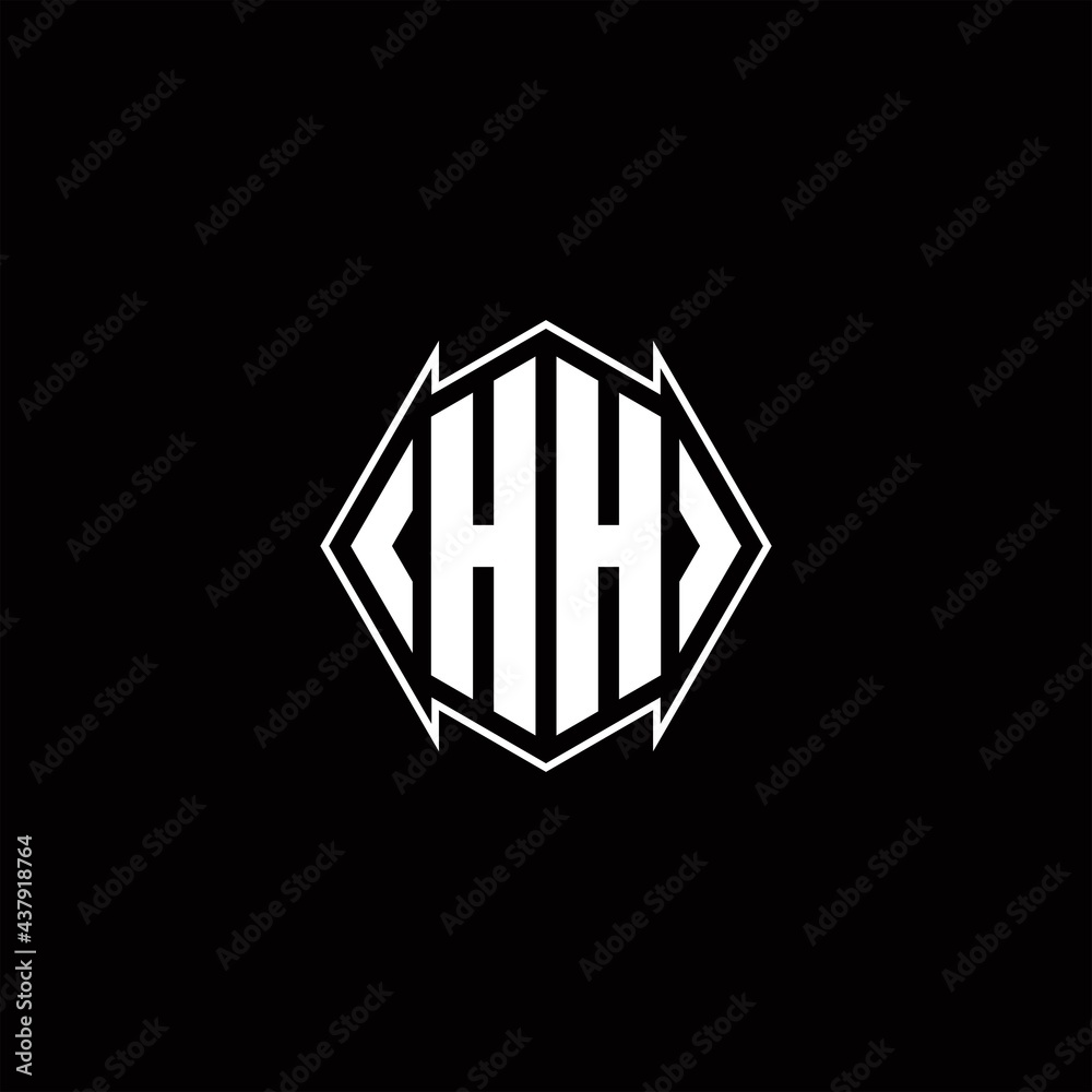 HH Logo monogram with shield shape designs template HH Logo monogram with shield shape designs template