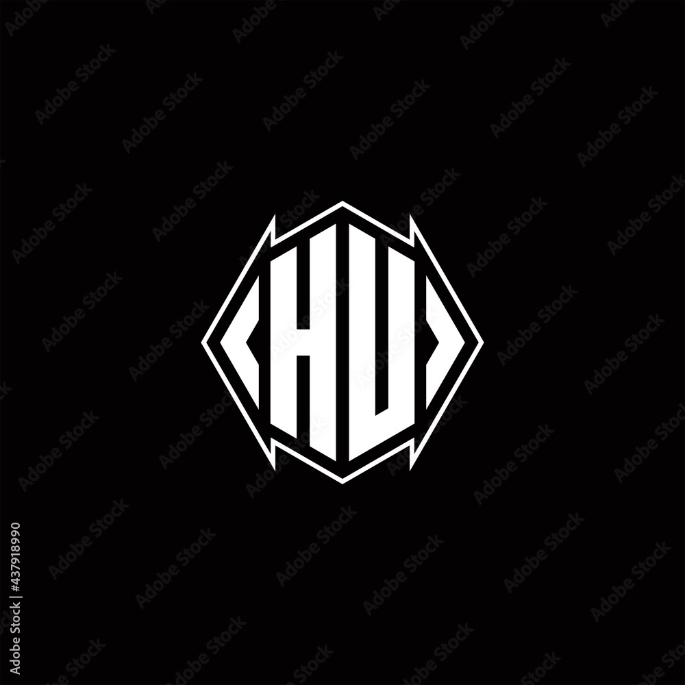 HU Logo monogram with shield shape designs template HU Logo monogram with shield shape designs template