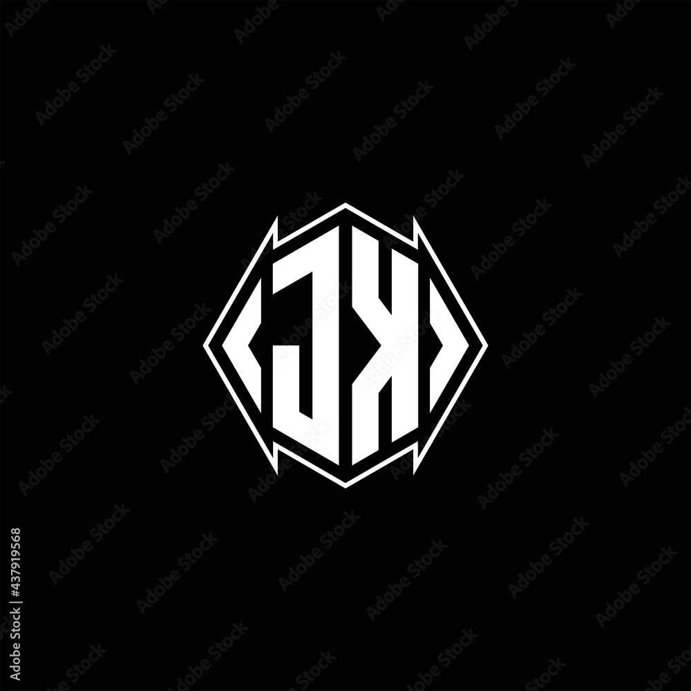 JK Logo monogram with shield shape designs template JK Logo monogram with shield shape designs template