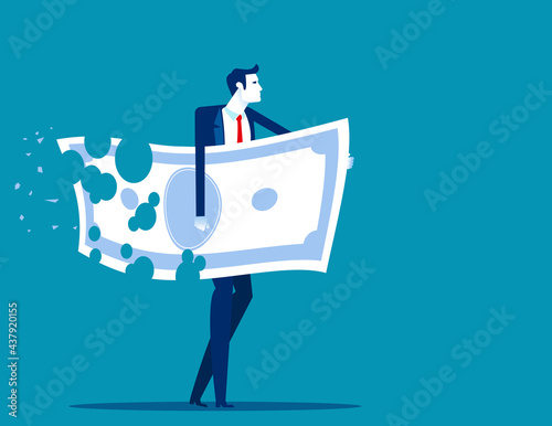 Lose money investment in financial crisis. Deflation and inflation concept