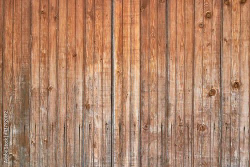 Brown wooden background made of planks. Old fence.