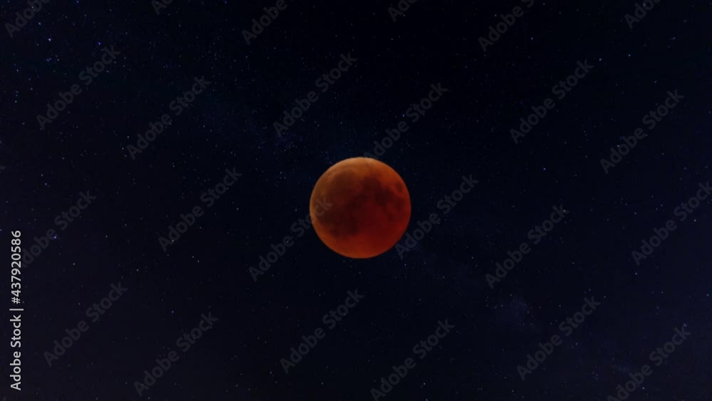nightscape, night full of stars, watching the full eclipse from blood moon to full moon nightscape, night full of stars, watching the full eclipse from blood moon to full moon