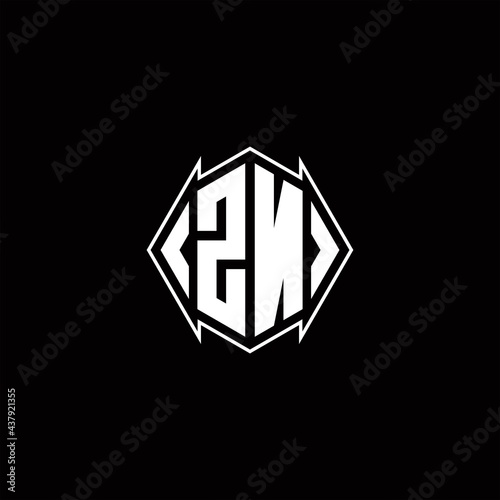 ZN Logo monogram with shield shape designs template