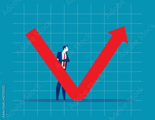Businessman professional analyse world economic. V shape economic recovery
