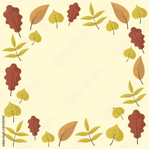  Frame with autumn leaves. Vector illustration