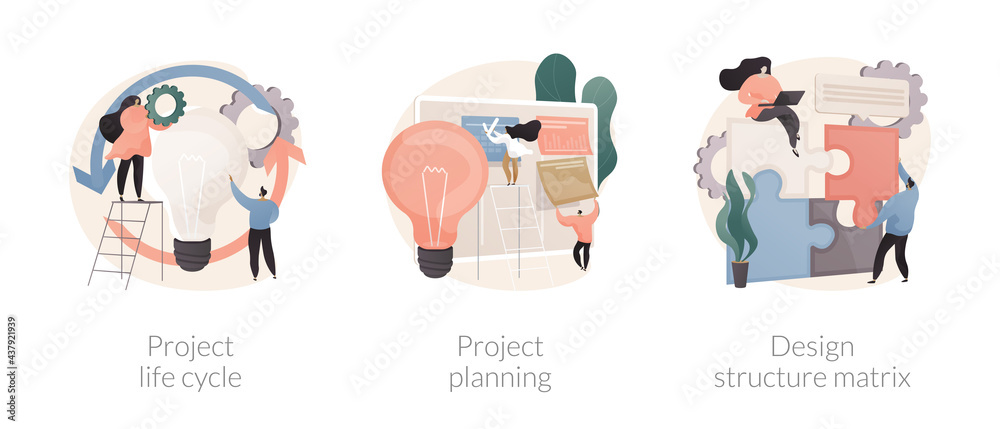 Fototapeta premium Project life cycle abstract concept vector illustrations.