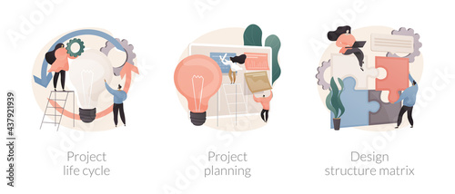 Project life cycle abstract concept vector illustrations.