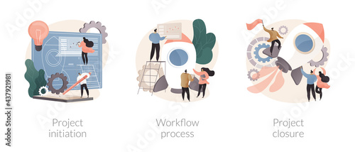 Project implementation abstract concept vector illustrations.