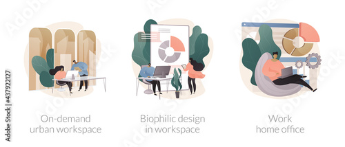 Workplace organization abstract concept vector illustrations.