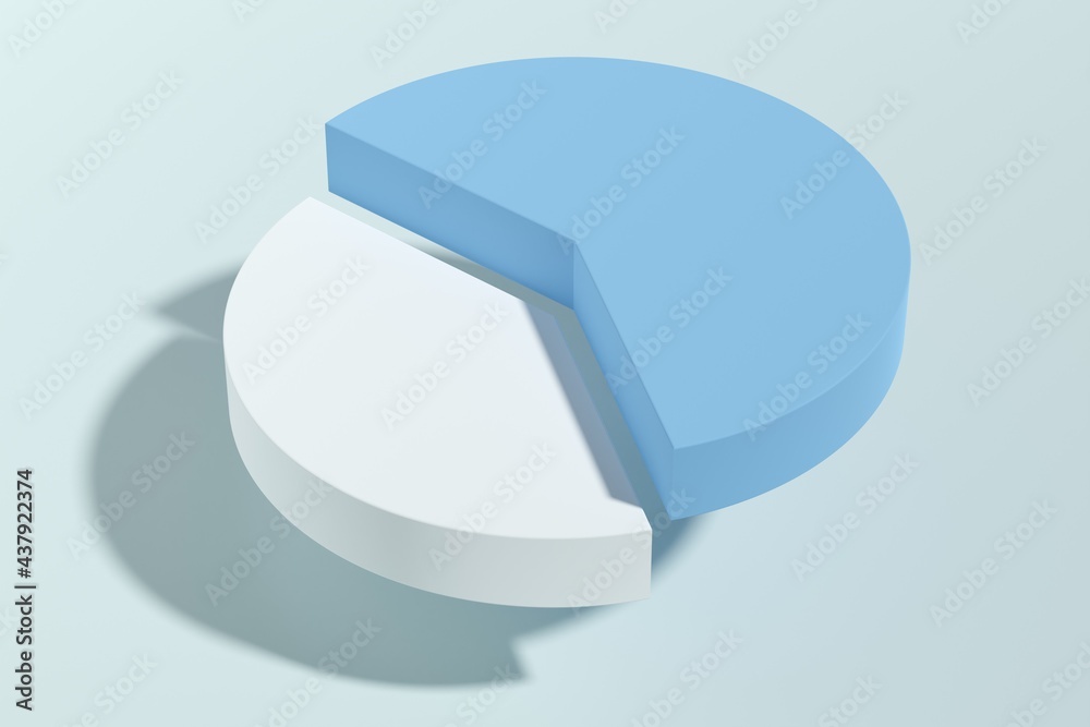 Abstract pastel blue forty-sixty pie chart infographic template symbol, profit, growth or information concept