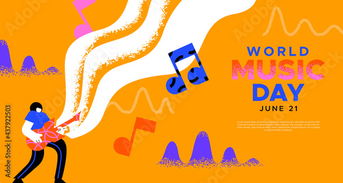 Music Day web template musical man playing guitar