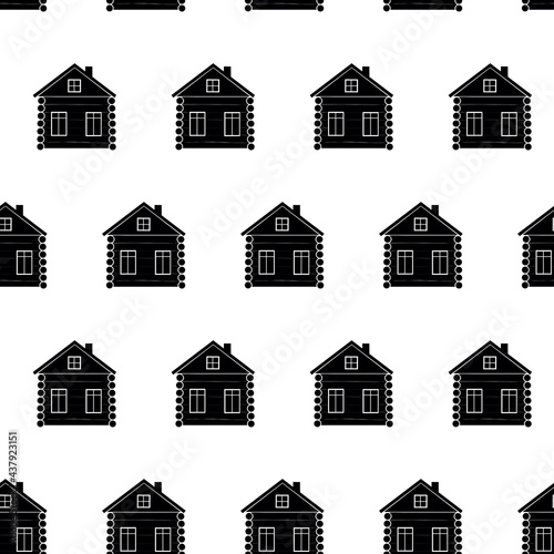 Fototapeta Naklejka Na Ścianę i Meble -  Vector illustration. Seamless pattern with russian hut.