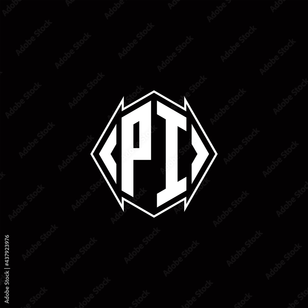 PI Logo monogram with shield shape designs template PI Logo monogram with shield shape designs template