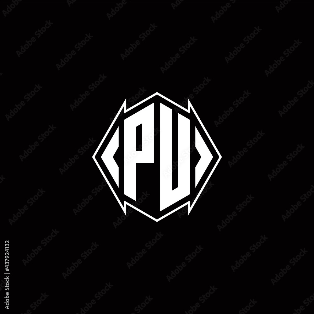 PU Logo monogram with shield shape designs template PU Logo monogram with shield shape designs template