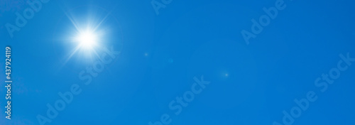 blue sky with sun light. Nature background of sky	