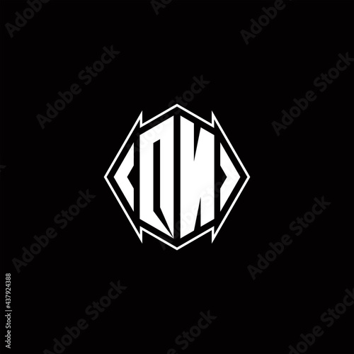 QN Logo monogram with shield shape designs template