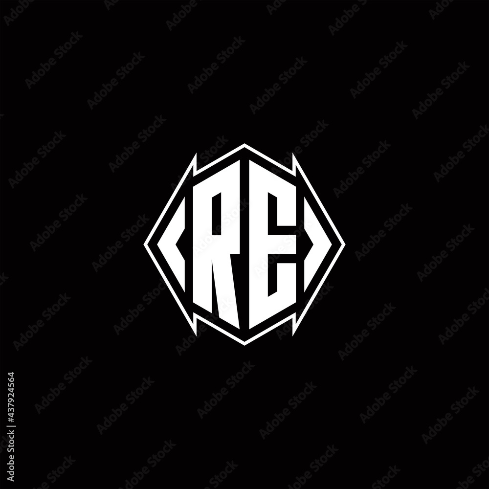 RE Logo monogram with shield shape designs template RE Logo monogram with shield shape designs template
