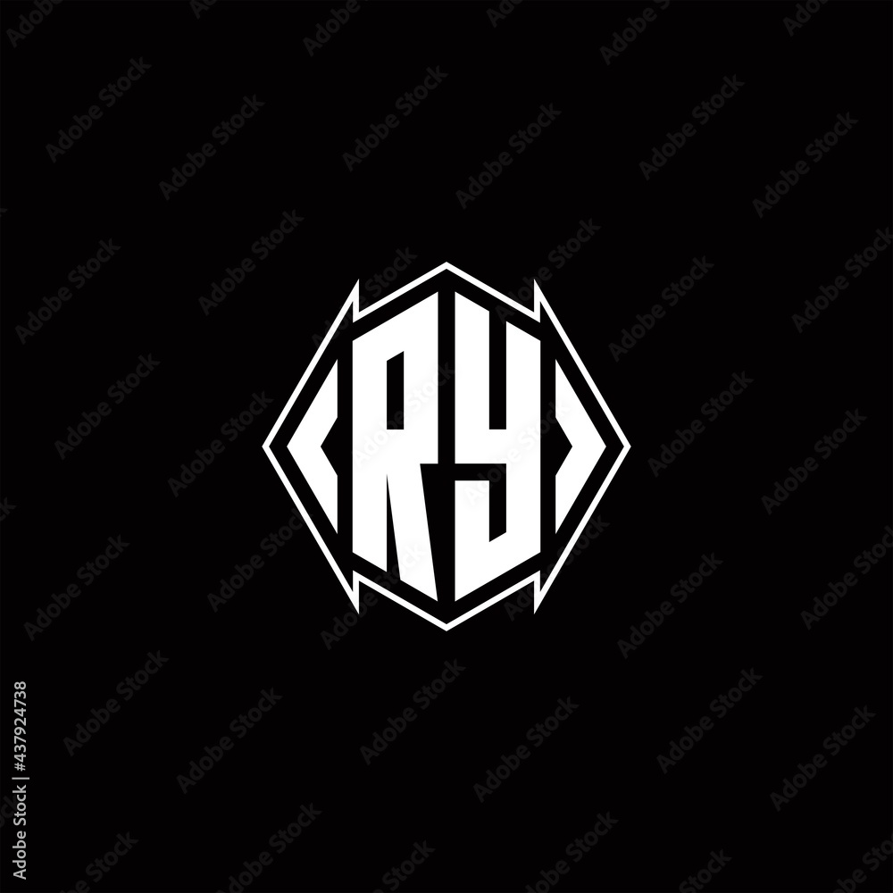 RY Logo monogram with shield shape designs template RY Logo monogram with shield shape designs template
