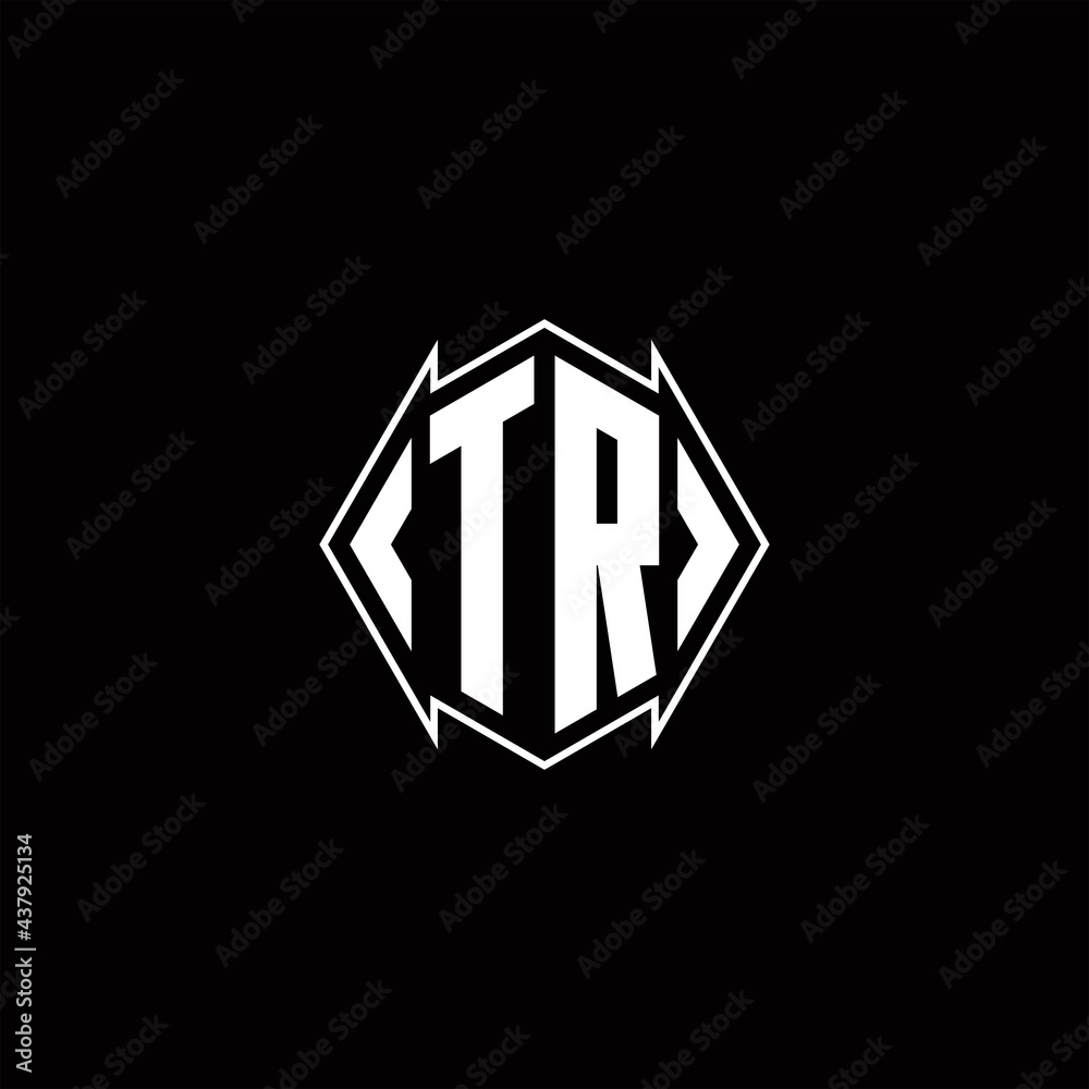 TR Logo monogram with shield shape designs template