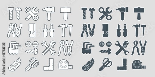 Various types of tool icon set