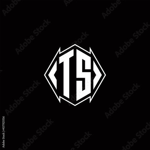 TS Logo monogram with shield shape designs template