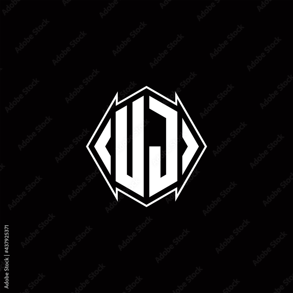 UJ Logo monogram with shield shape designs template UJ Logo monogram with shield shape designs template