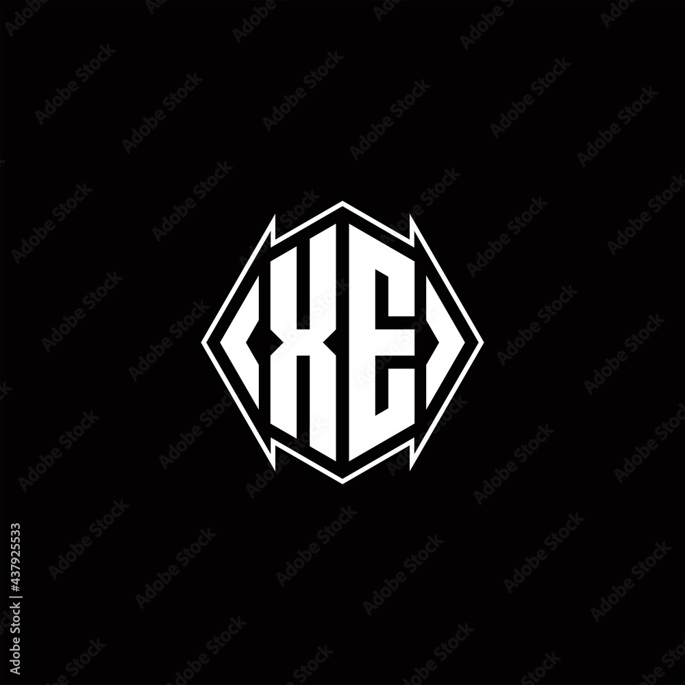 XE Logo monogram with shield shape designs template XE Logo monogram with shield shape designs template