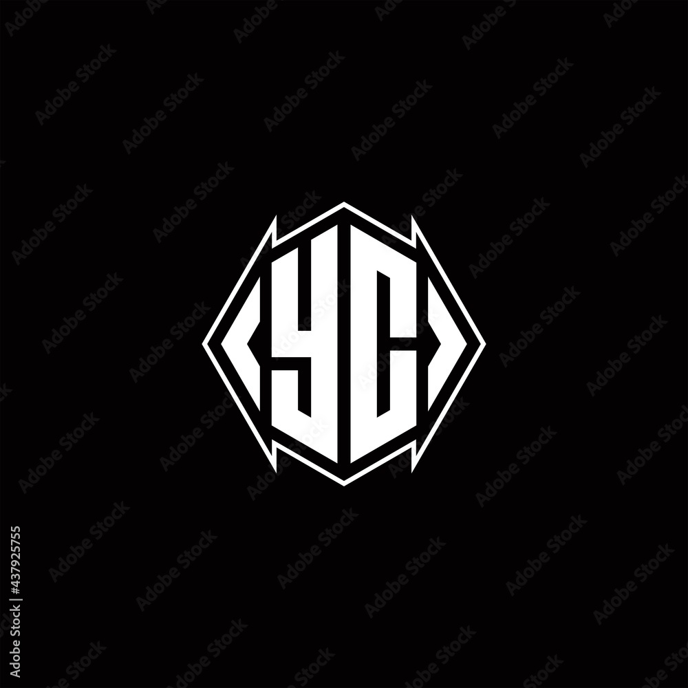 YC Logo monogram with shield shape designs template YC Logo monogram with shield shape designs template
