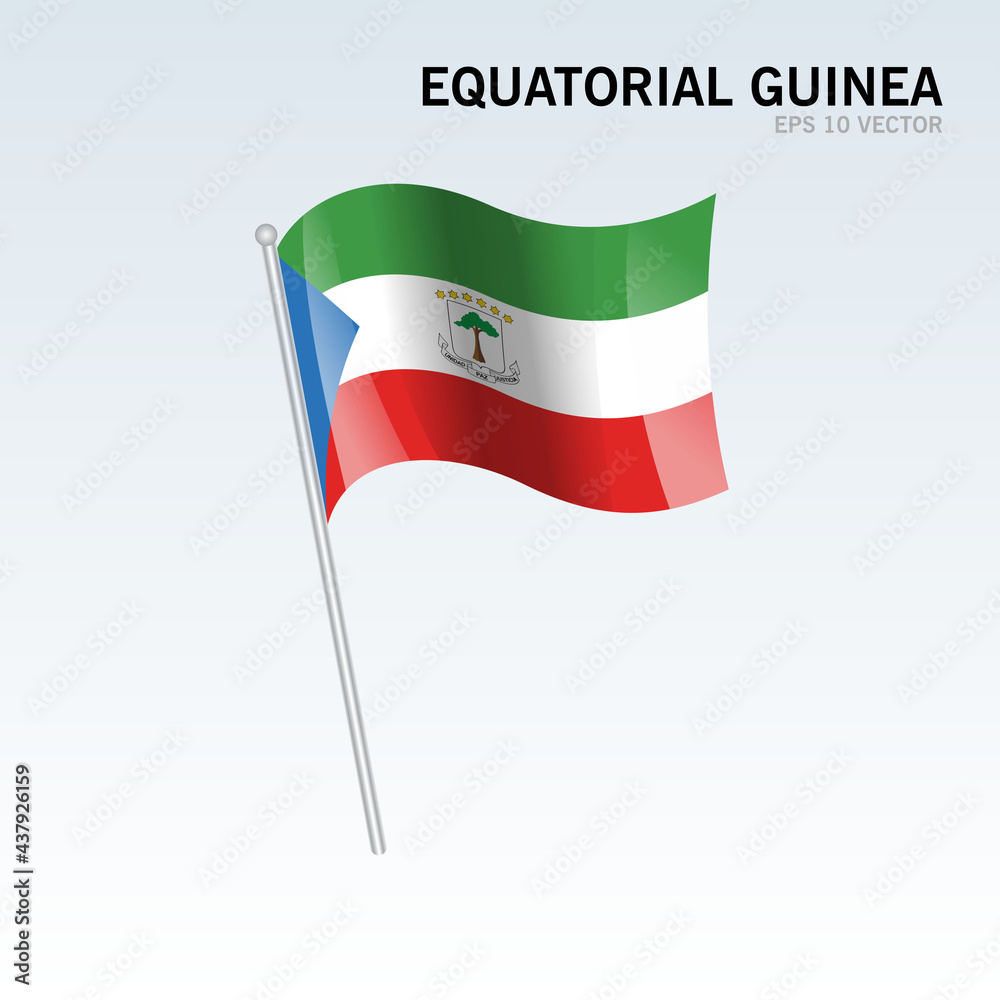 Equatorial Guinea waving flag isolated on gray background Equatorial Guinea waving flag isolated on gray background