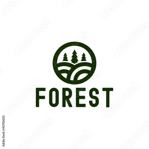 Forest Hill Pine Trees Farmer Rustic Logo