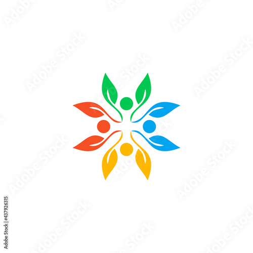 Leaf circle and people logo. Good for social community health.