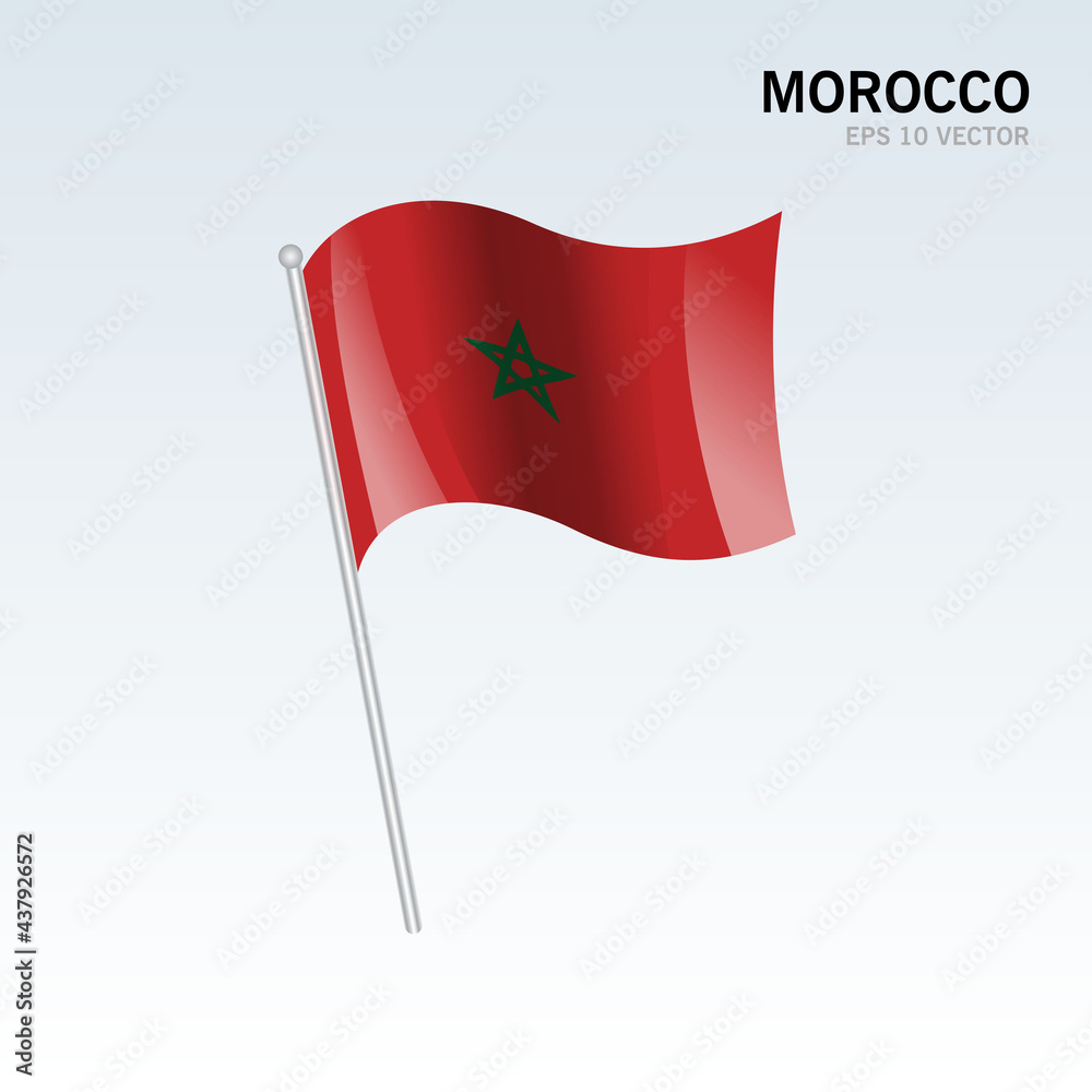 Morocco waving flag isolated on gray background Morocco waving flag isolated on gray background
