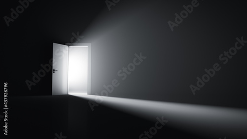 Foto Open door to a room with bright light.