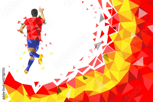 soccer football player low-poly style concept with Spain Flag Red and Yellow color gradient vector illustration	