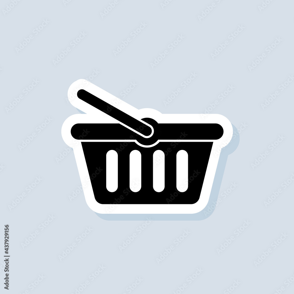 Shopping basket sticker. Add to cart button icon. Shopping basket logo. Vector on isolated background. EPS 10