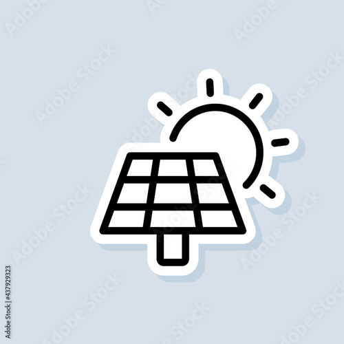Solar energy panel sticker. Power battery icon. Solar Power Green Energy Icon. Vector on isolated background. EPS 10