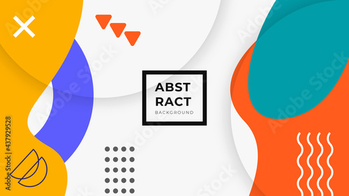 Vector of abstract geometric cover background with minimal trendy style. Abstract Memphis background with geometric dot line square triangle cross shapes
