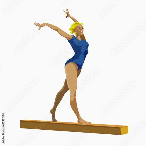Artistic Gymnastics Balance Beam Athletes Sportswoman Games Set. Sporting Championship People Set Competition. Sport Infographic Gymnastic events Vector Image