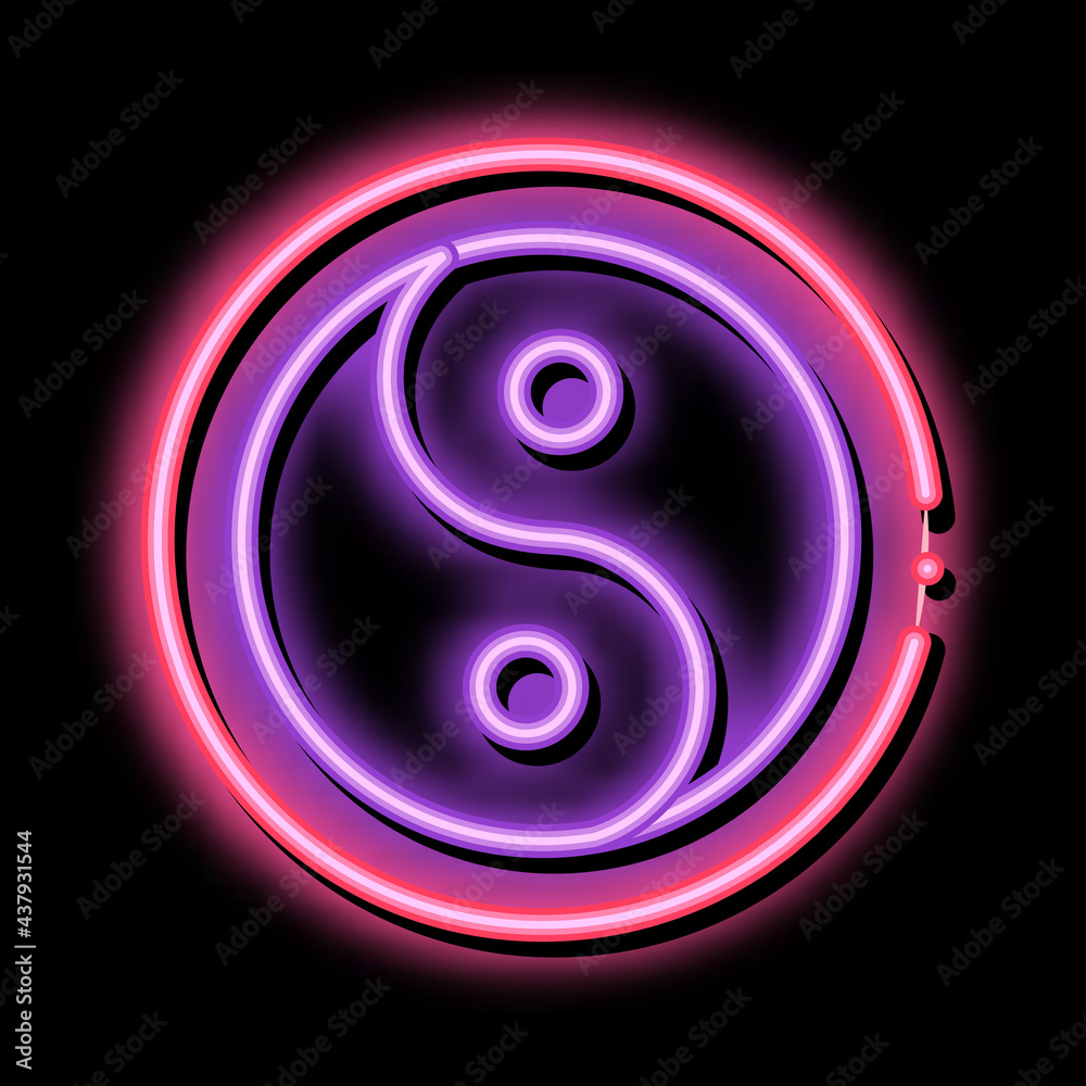 Yin Yang neon light sign vector. Glowing bright icon Yin Yang Sign. transparent symbol illustration Yin Yang neon light sign vector. Glowing bright icon Yin Yang Sign. transparent symbol illustration