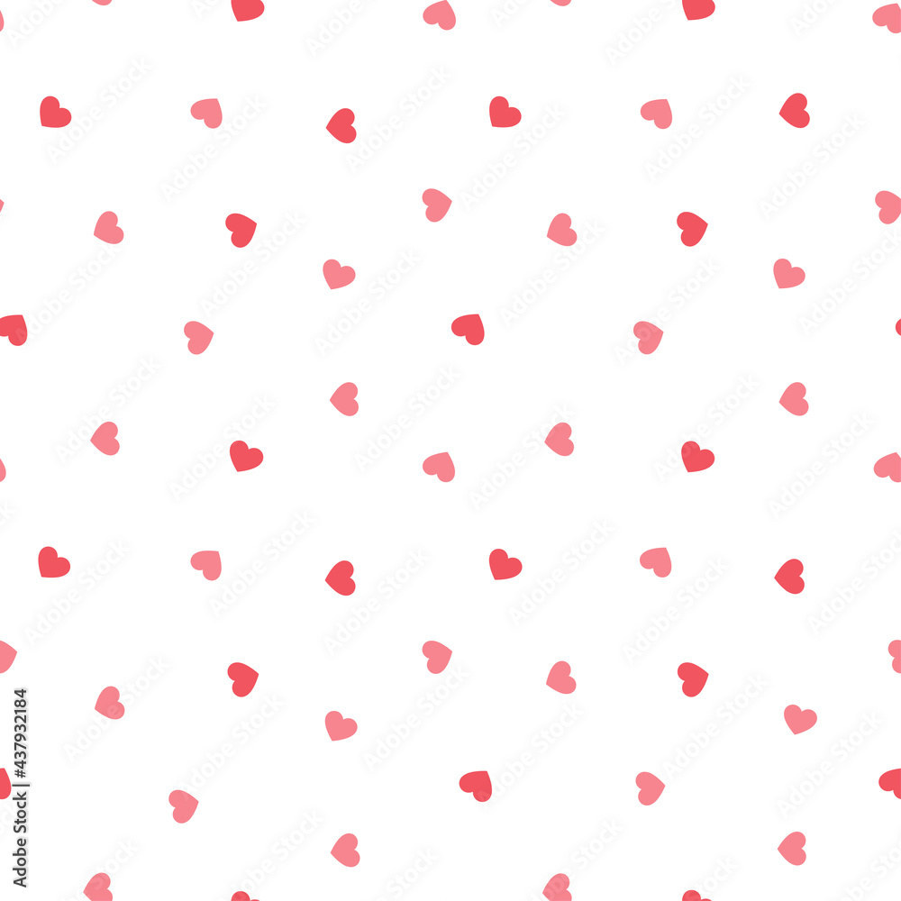 Seamless pattern with tiny pink hearts