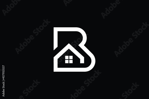 Logo design of B in vector for construction, home, real estate, building, property. creative elegant Monogram. Premium Business home logo icon. White color on black background.