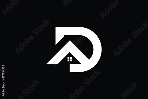 Logo design of D in vector for construction, home, real estate, building, property. creative elegant Monogram. Premium Business home logo icon. White color on black background.