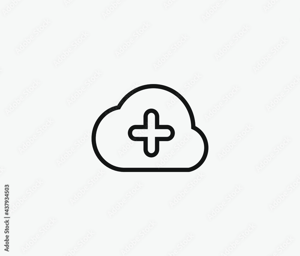 Adding cloud vector icon. Editable stroke. Symbol in Line Art Style for Design, Presentation, Website or Apps Elements, Logo. Pixel vector graphics - Vector Adding cloud vector icon. Editable stroke. Symbol in Line Art Style for Design, Presentation, Website or Apps Elements, Logo. Pixel vector graphics - Vector