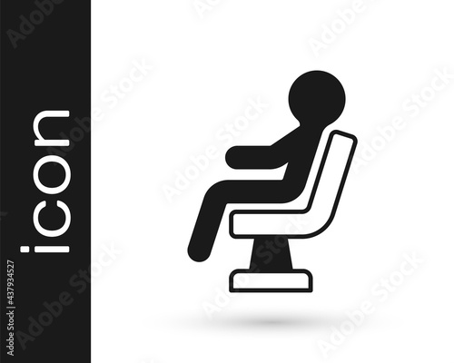 Black Human waiting in airport terminal icon isolated on white background. Vector