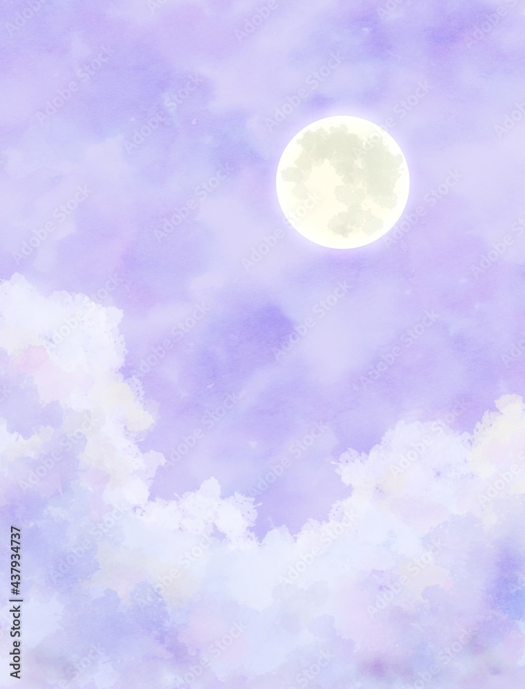 Obraz premium 満月 水彩