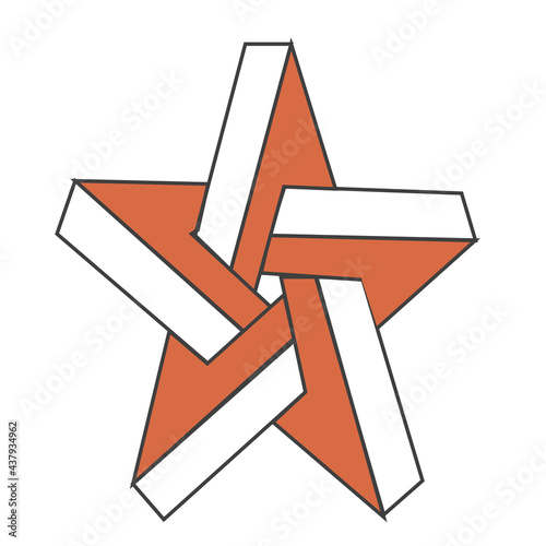 An Impossible 3D Star optic illusion in bright brown and white colors