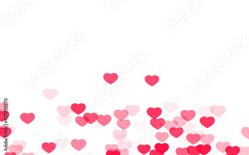Valentine day pink red hearts on white background.