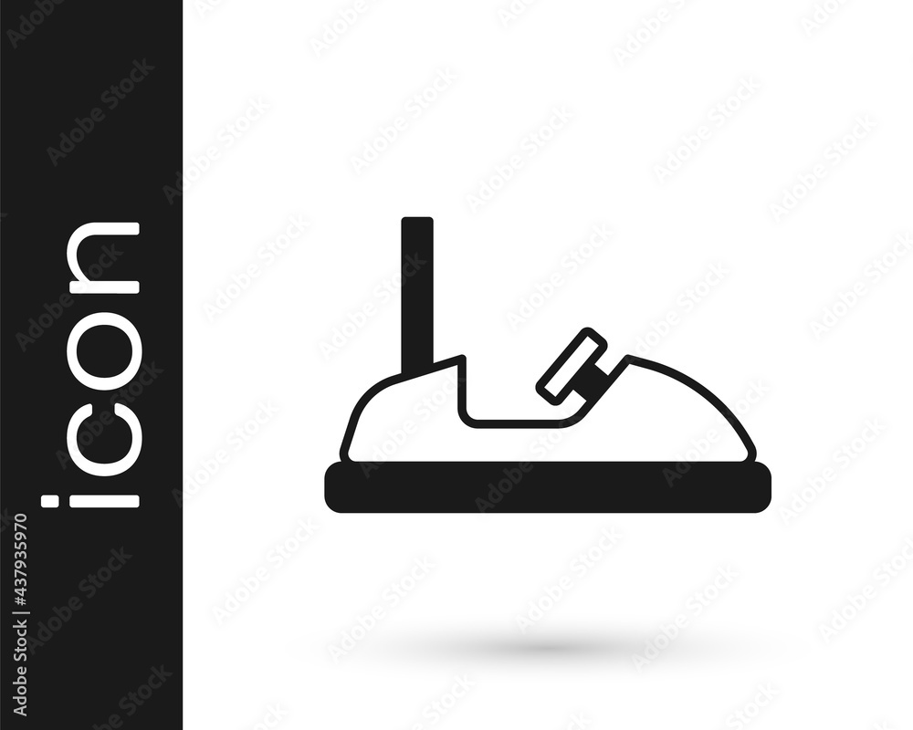 Black Bumper car icon isolated on white background. Amusement park. Childrens entertainment playground, recreation park. Vector Black Bumper car icon isolated on white background. Amusement park. Childrens entertainment playground, recreation park. Vector